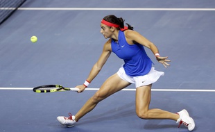 Caroline Garcia lors de la finale de la Fed Cup France-République Tchèque le 13 novembre 2016.