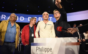 Philippe Poutou dans «Le Grand Débat» sur BFMTV et CNews, le 4 avril 2017.