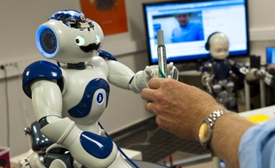 Le robot humanoïde lors de son apprentissage en temps réel.