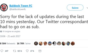 «Désolé pour le manque de mises à jour pendant les 10 dernières minutes hier. Notre correspondant Twitter a dû entrer sur la pelouse».