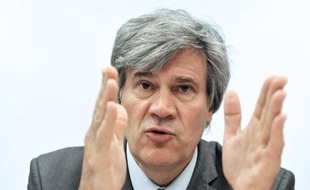Le ministre de l'Agriculture Stéphane Le Foll, le 14 avril 2014 à Sablé-Sur-Sarthe