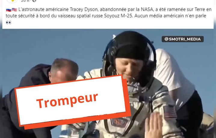 Sur les réseaux sociaux, des publications affirment qu'un astronaute américain a été secouru par la Russie. 