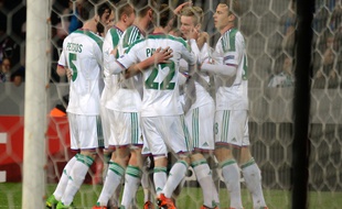 Les joueurs de Vienne se congratulent après un but contre Plzen, le 5 novembre 2015 en Ligue Europa.