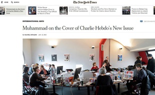 Le «New York Times» parle de la une du numéro 1178 de «Charlie Hebdo» sans jamais publier la caricature de Mahomet en couverture.