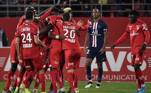Dijon fête son deuxième but face au PSG le 1er novembre 2019.