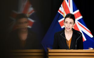 Jacinda Ardern, la première ministre néo-zélandaise, lors d'une conférence de presse, le 24 août.