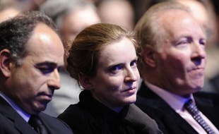 Nathalie Kosciusko-Morizet était placée entre jean-François Copé et Brice Hortefeux, lors du meeting de Marseille de Nicolas Sarkozy le 19 février 2012.