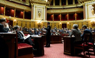 Le premier ministre Manuel Valls parle durant un débat sur l'état d'urgence au Sénat, le 20 novembre 2015 à Paris