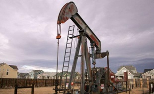 Un puits d'exploitation de gaz de schiste, dans le Colorado, aux Etats-Unis.