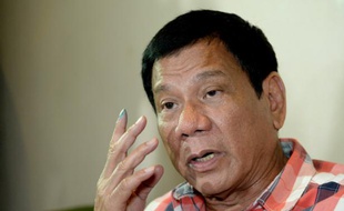 Rodrigo Duterte, le président des Philipinnes nouvellement élu, lors d'une interview pendant la campagne électorale à Davao aux Philippines le 9 mai 2016