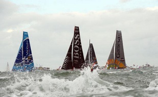 Les skippers ont pris le départ du Vendée Globe aux Sables d'Olonnes à bord de leur monocoque, le 10 novembre 2012.