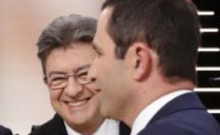 Jean-Luc Mélenchon et Benoît Hamon le 20 mars 2017.