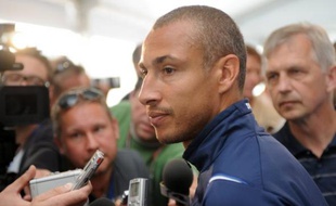 Henrik Larsson lors d'une conférence de presse à Lugano le 7 juin 2008.