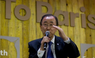 Ban Ki-moon le 7 décembre 2015 au Petit Palais à Paris