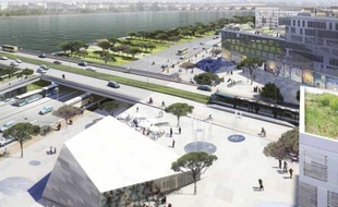 Vue d'artiste du futur quartier Garonne-Eiffel, au niveau du pont Saint-Jean