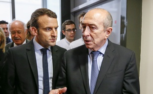 Emmanuel Macron et Gerard Collomb, ici à Lyon en février dernier. ROBERT PRATTA/POOL