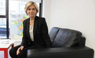 Valérie Pécresse, candidate UMP à la présidence de la région Ile-de-France, le 28 avril 2015, au siège de l'UMP, rue de Vaugirard.