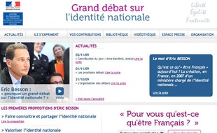 Capture-écran du site sur le Grand débat sur l'identité nationale.