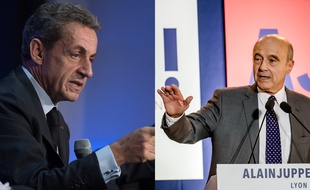 Montage photo Nicolas Sarkozy et Alain Juppé, candidats à la primaire à droite.