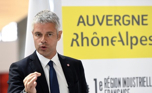 Lyon, le 15 septembre 2016. Laurent Wauquiez lors d'une conférence de presse. AFP PHOTO : PHILIPPE DESMAZES