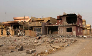 La ville de Bartella, à 15 km à l'est de Mossoul, en Irak, a été reprise par les forces gouvernementales aux djihadistes de l'Etat islamique le 20 octobre 2016