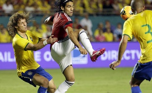 David Luiz s'est blessé lors du match amical Brésil-Colombie (1-0), le 5 septembre 2014 à Miami.