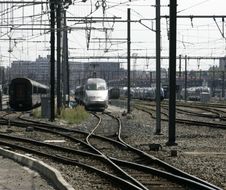 Voies ferroviaires au centre de maintenance SNCF Technicentre, ˆ c™tŽ de la gare Matabiau, ˆ Toulouse, le 17 septembre 2008.