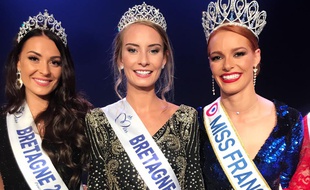 Emilie Bachellereau, entourée de Caroline Lemée, Miss Bretagne 2017, et Maëva Coucke, Miss France 2017.