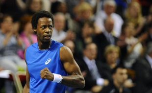 Le joueur français Gaël Monfils, le 6 avril 2014, lors du 5e match du quart de finale de Coupe Davis contre l'Allemagne, à Nancy.