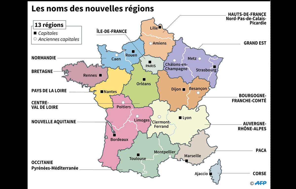 C'est fait, le nom des 12 nouvelles régions a été officialisé