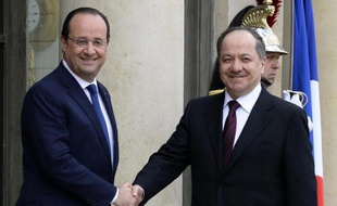 Le président français François Hollande et le président du Kurdistan irakien, Massoud Barzani, le 23 mai 2014