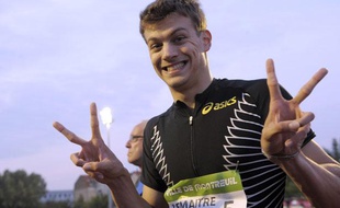 L'athlète français, Christophe Lemaître, lors de son record de France du 100m le 8 juin 2011.
