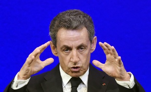 Nicolas Sarkozy à la tribune, lors d'un meeting des Républicains, le 7 novembre 2015.