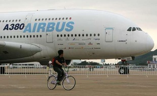 Un Airbus à l'aéroport de Zhu Hai en Chine en 2008.