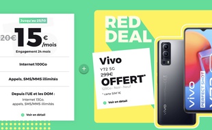 Profitez d'un smartphone Vivo Y72 5G offert avec le forfait 100 Go pour 15€/mois