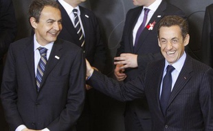 Jose Luis Zapatero et Nicolas Sarkozy, le 1er mars 2009 à Bruxelles.