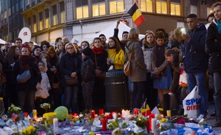 Rassemblement place de la Bourse à Bruxelles, le 25 mars 2016, quelques jours après les attentats.
