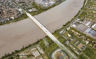 Vue aérienne du futur pont Jean-Jacques Bosc à Bordeaux
