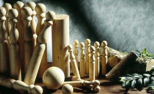 Illustration d'un jeu de quilles.