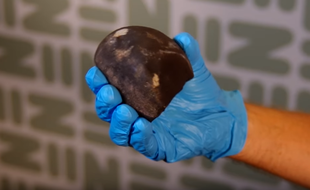 La météorite fait la taille d'un poing et pèse environ 500 grammes.