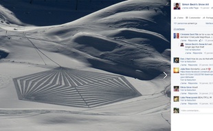 Une photographie d'une des oeuvres de Simon Beck, réalisée aux Arcs en janvier 2016.