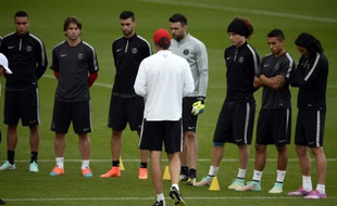 Les joueurs du PSG lors d'un entraînement avec Laurent Blanc, le 30 septembre 2014, à Saint-Germain-en-Laye.