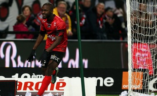 Le Guingampais Yannis Salibur après son but contre Toulouse, le 21 novembre 2015.