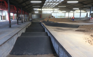 Chantier du Bike park Strasbourg le 25 février 2016.
