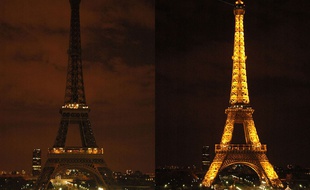 La tour Eiffel éteinte pendant Earth Hour.