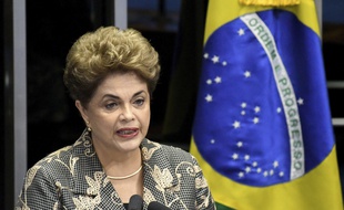 Dilma Rousseff, le 29 août 2016 au Sénat à Brasilia (Brésil).