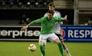 Nolan Roux face à Rosenborg, en Ligue Europa