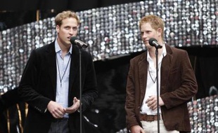 William et Harry à Wembley, le 1er juillet 2007, pour un concert hommage à leur mère, Lady Di, qui aurait eu 46 ans.