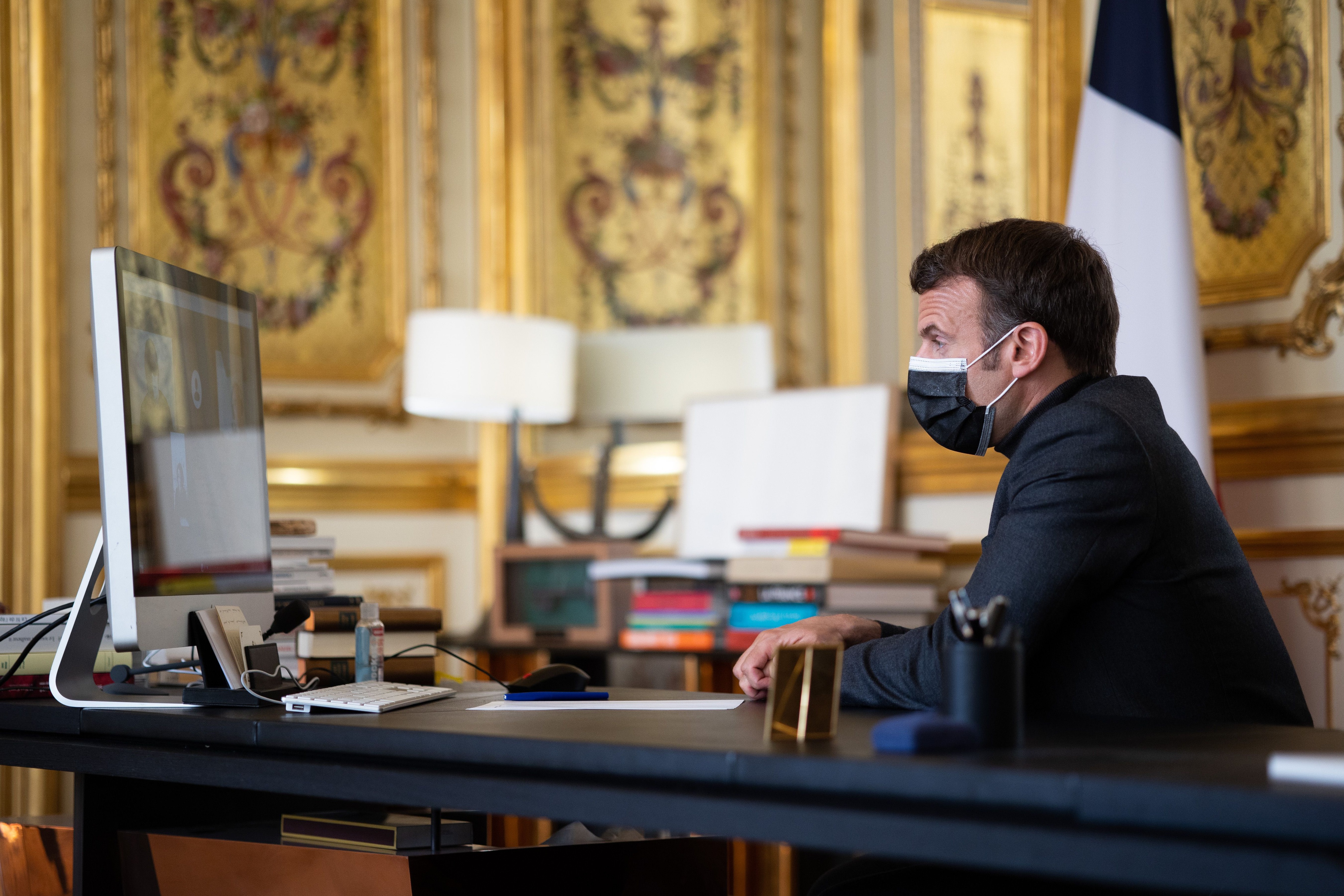 Emmanuel Macron à l'Elysée le 6 avril 2021 (illustration).