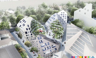 Le projet d'immeubles d'habitation du groupe immobilier Pichet dans la ZAC Bastide-Niel, quai de Queyries à Bordeaux